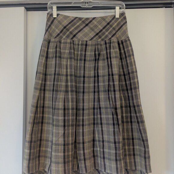 Plaid Linen Skirt by Lilith - Picture 2 of 6